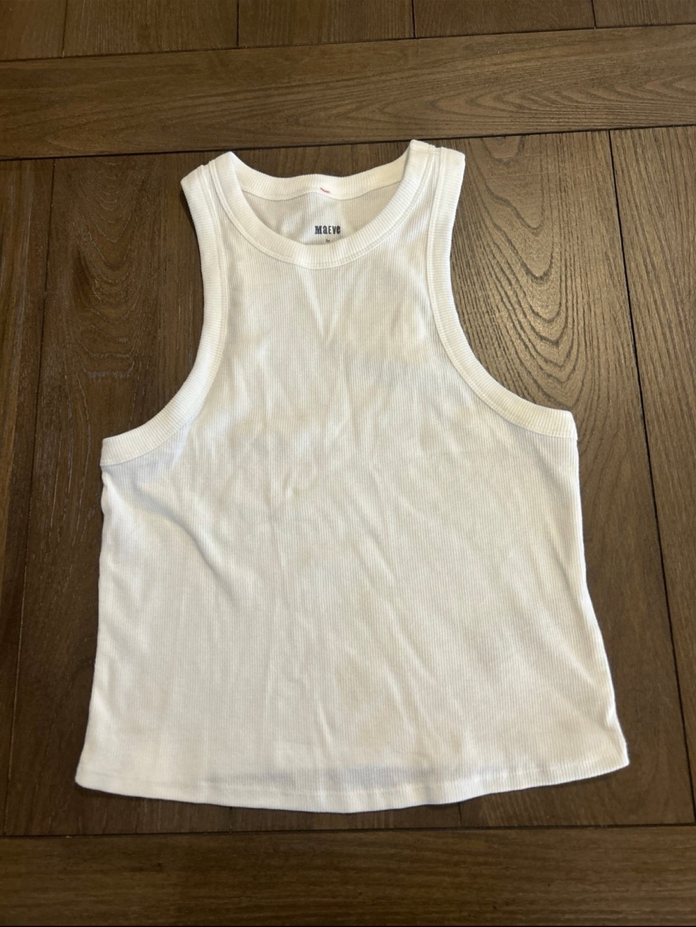 Anthropologie White Ribbed Scoop Tank
